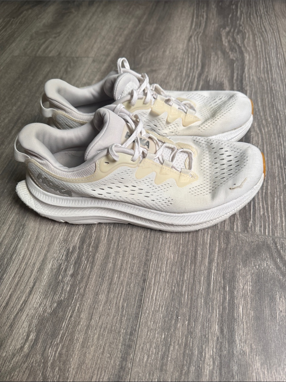 Hoka kawana Women's White and Cream Athletic Running Shoes